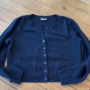 Reformation Cashmere Navy Cardigan Sweater